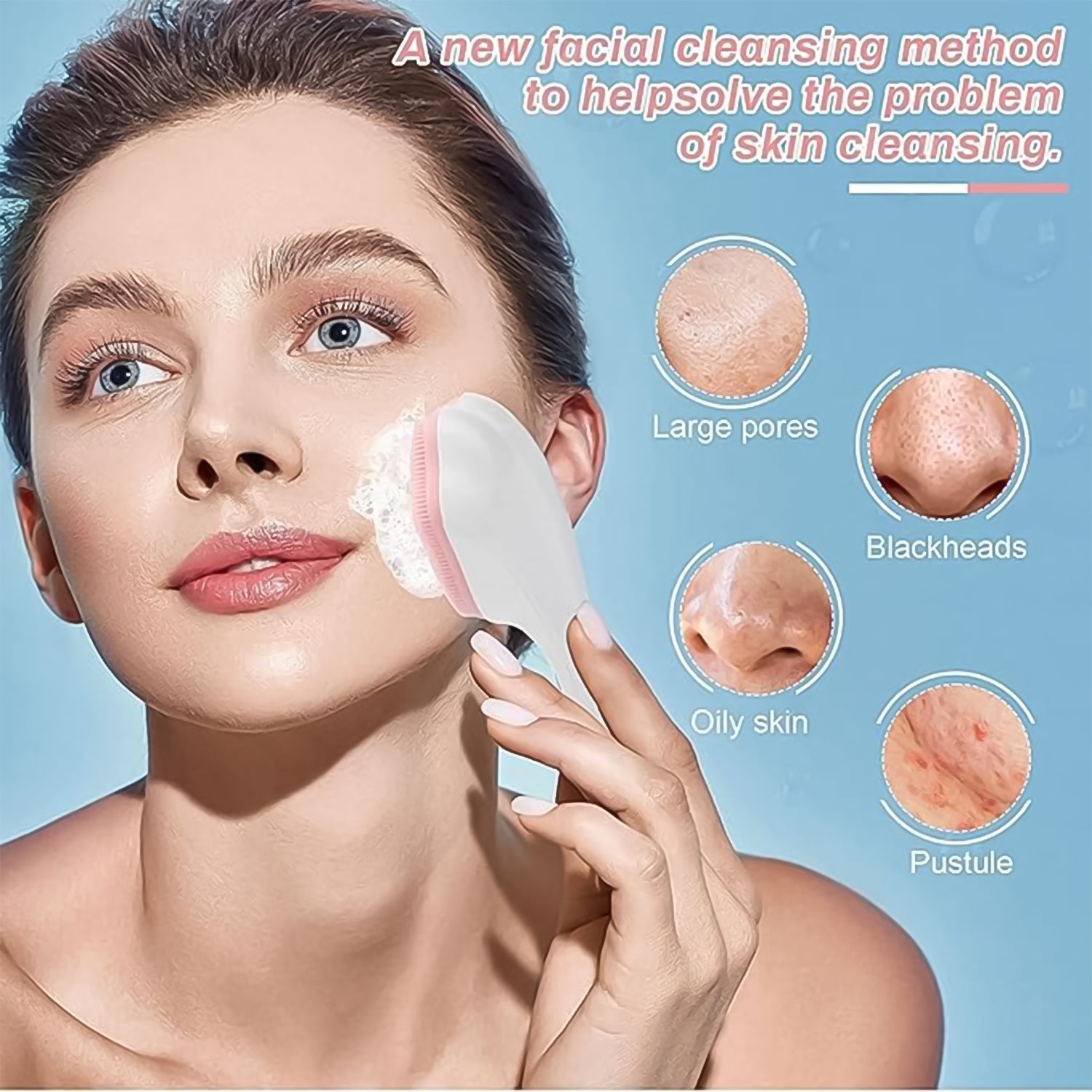 Silicone Face Scrubber Exfoliating Brush, Manual Handheld Facial Cleansing Brush (1 Pc) Silicone Face Scrubber Exfoliating Brush, Manual Handheld Facial Cleansing Brush (1 Pc)